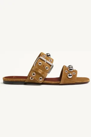 VALENTINO GARAVANI NELLC??TE CRUST LEATHER SLIDE SANDAL Woman 35.5