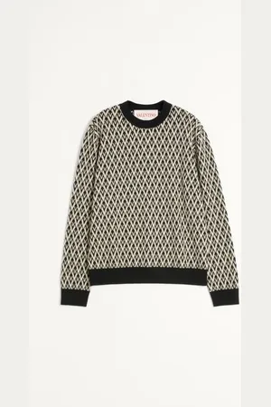 VALENTINO CREWNECK WOOL JUMPER WITH TOUTE LA V JACQUARD PATTERN Man 3XL