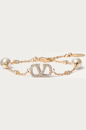 VALENTINO GARAVANI VLOGO SIGNATURE BRACELET IN METAL, SWAROVSKI?? CRYSTALS AND PEARLS Woman UNI