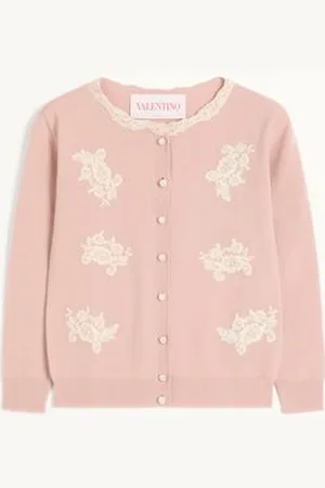 VALENTINO EMBROIDERED CARDIGAN WITH LACE INSERTS Woman L
