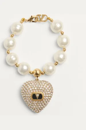 VALENTINO GARAVANI COEUR ROYAL BRACELET IN METAL, ENAMEL, PEARL AND SWAROVSKI?? CRYSTALS Woman M