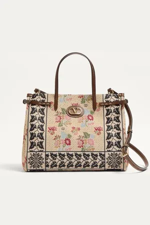VALENTINO GARAVANI GARAVANI ANTIBES MEDIUM SHOPPING BAG IN JACQUARD AND KARUNG FABRIC Woman UNI