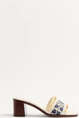 VALENTINO GARAVANI COUNTY SLIDE SANDAL IN CALFSKIN WITH GRAPE EMBROIDERY 60MM Woman 35.5