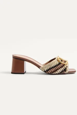 VALENTINO GARAVANI VLOGO SIGNATURE SLIDE SANDAL WITH CROCHET EMBROIDERY 60MM Woman 35.5