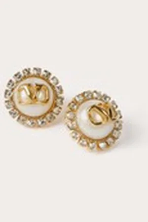 VALENTINO GARAVANI VLOGO SIGNATURE METAL AND RESIN EARRINGS WITH SWAROVSKI?? CRYSTALS Woman UNI