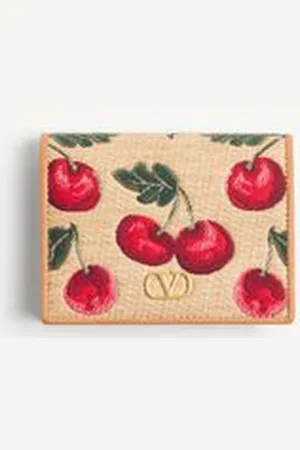 VALENTINO GARAVANI VLOGO SIGNATURE CHERRYFIC JACQUARD RAFFIA WALLET Woman UNI