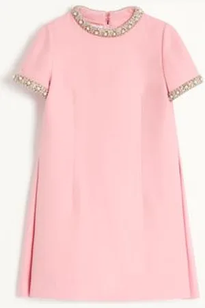 VALENTINO EMBROIDERED CREPE COUTURE SHORT DRESS Woman 36