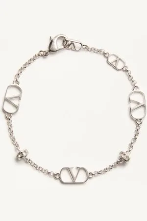 VALENTINO GARAVANI VLOGO SIGNATURE METAL AND CRYSTAL BRACELET Woman M