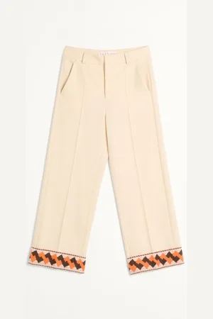 VALENTINO WOOL GABARDINE TROUSERS WITH JACQUARD HEM Man 44
