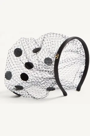 VALENTINO GARAVANI VLOGO SIGNATURE HEADBAND WITH VEIL IN SILK AND VELVET Woman UNI