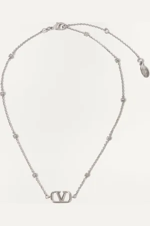VALENTINO GARAVANI MINI VLOGO SIGNATURE NECKLACE IN METAL AND SWAROVSKI?? CRYSTALS Woman UNI