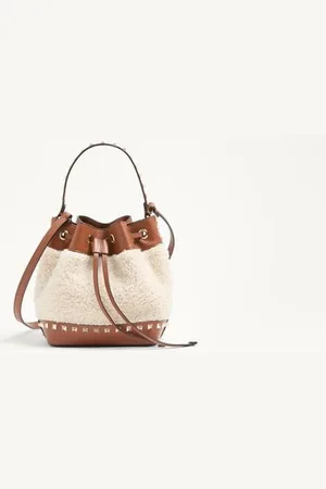 VALENTINO GARAVANI GARAVANI ROCKSTUD SHEARLING BUCKET BAG Woman UNI