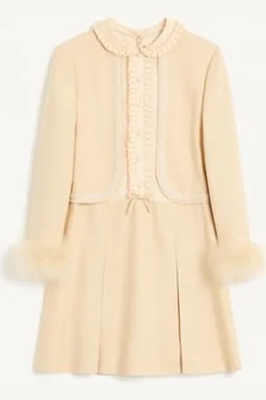 VALENTINO SHORT DRESS IN RUSTIC SILK WITH FEATHERS Woman 36