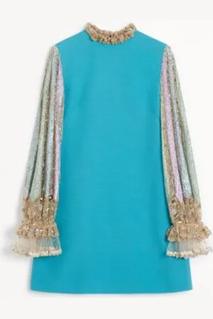 VALENTINO EMBROIDERED CREPE COUTURE SHORT DRESS Woman 36