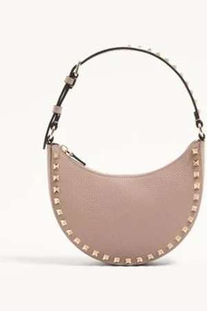VALENTINO GARAVANI MINI ROCKSTUD HOBO BAG IN GRAINY CALFSKIN Woman UNI