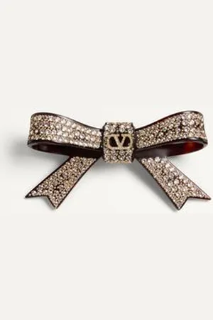 VALENTINO GARAVANI VLOGO SIGNATURE HAIR CLIP IN RESIN, METAL AND CRYSTALS Woman UNI