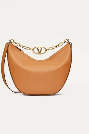 VALENTINO GARAVANI VLOGO MOON MEDIUM GRAINY CALFSKIN HOBO BAG WITH CHAIN Woman UNI
