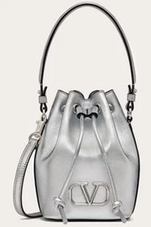 VALENTINO GARAVANI MINI VLOGO SIGNATURE BUCKET BAG IN METALLIC NAPPA LEATHER Woman UNI