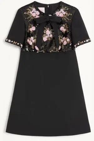 VALENTINO EMBROIDERED CREPE COUTURE SHORT DRESS Woman 38