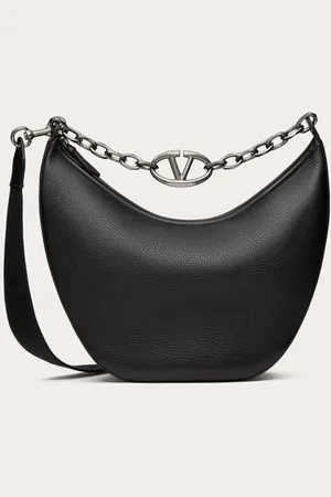 VALENTINO GARAVANI VLOGO MOON MEDIUM GRAINY CALFSKIN HOBO BAG WITH CHAIN Man UNI