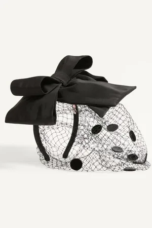 VALENTINO GARAVANI VLOGO SIGNATURE HEADBAND WITH BOW AND VEIL IN SILK AND VELVET Woman UNI