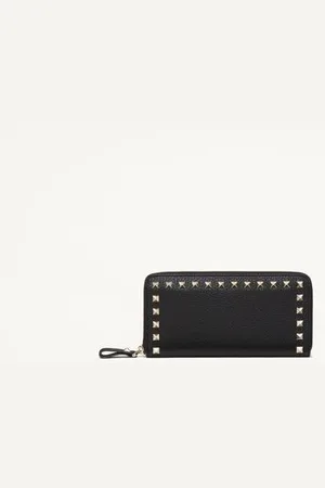 VALENTINO GARAVANI ROCKSTUD GRAINY CALFSKIN ZIPPED WALLET Woman UNI