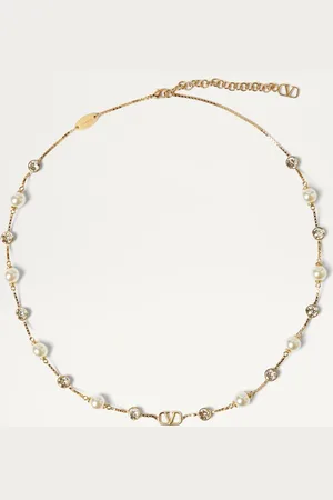 VALENTINO GARAVANI VLOGO SIGNATURE METAL NECKLACE WITH PEARLS AND SWAROVSKI?? CRYSTALS Woman UNI