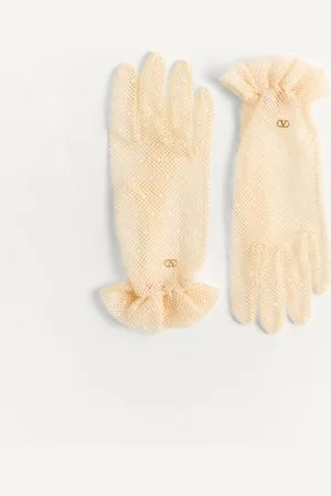 VALENTINO GARAVANI VLOGO SIGNATURE GLOVES IN COTTON AND TULLE Woman 6.5