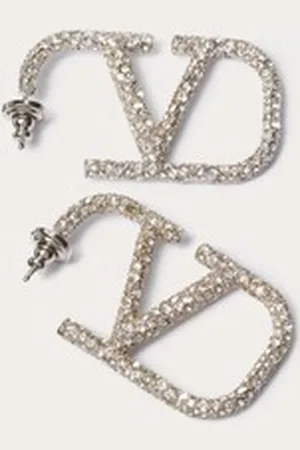 VALENTINO GARAVANI VLOGO SIGNATURE EARRINGS IN METAL AND SWAROVSKI?? CRYSTALS. Woman UNI