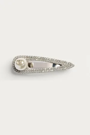 VALENTINO GARAVANI VLOGO SIGNATURE METAL TIE CLIP WITH SWAROVSKI?? CRYSTALS AND PEARL Man UNI
