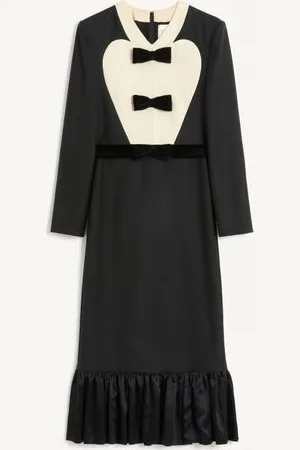 VALENTINO VIRGIN WOOL MIDI DRESS WITH BOWS Woman 36