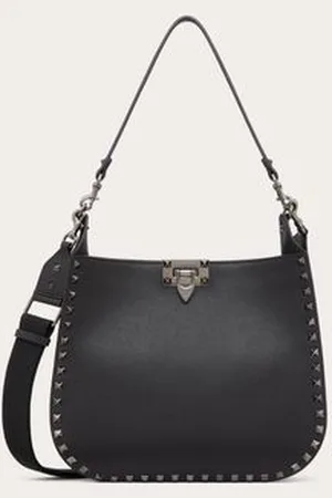 VALENTINO GARAVANI GARAVANI ROCKSTUD HOBO BAG IN GRAINY CALFSKIN Woman UNI