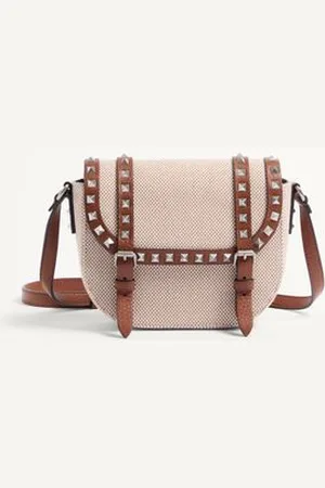 VALENTINO GARAVANI SMALL ROCKSTUD SHOULDER BAG IN CANVAS Man UNI