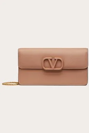 VALENTINO GARAVANI VLOGO SIGNATURE GRAINY CALFSKIN WALLET WITH CHAIN Woman UNI