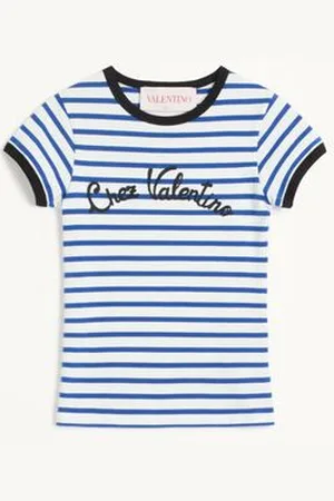 VALENTINO STRIPED COTTON JERSEY T-SHIRT Woman L
