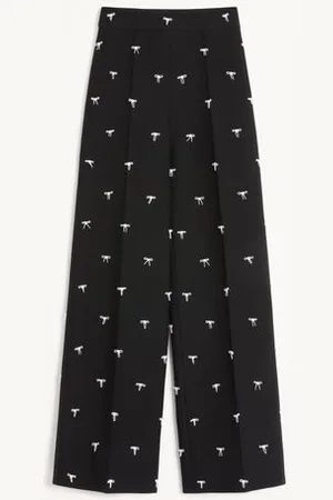 VALENTINO EMBROIDERED CREPE COUTURE TROUSERS Woman 36