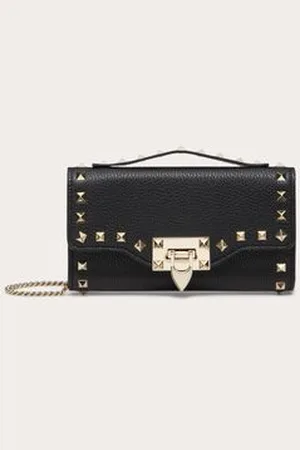 VALENTINO GARAVANI ROCKSTUD GRAINY CALFSKIN WALLET WITH CHAIN STRAP Woman UNI