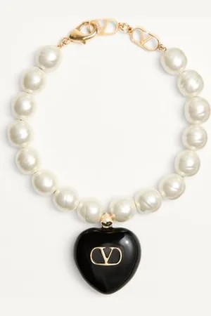 VALENTINO GARAVANI COEUR ROYAL BRACELET IN METAL, ENAMEL AND BEADS Woman M