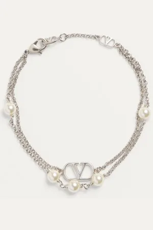 VALENTINO GARAVANI VLOGO SIGNATURE METAL BRACELET WITH SWAROVSKI?? PEARLS Woman M