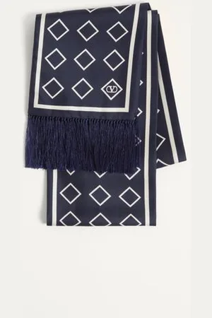 VALENTINO GARAVANI OPTICOOL SILK BANDEAU SCARF WITH FRINGE Man UNI