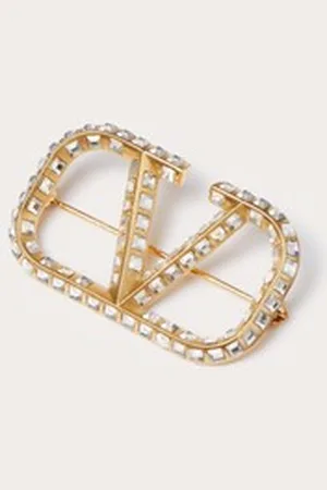 VALENTINO GARAVANI VLOGO SIGNATURE METAL BROOCH WITH SWAROVSKI?? CRYSTALS Woman UNI