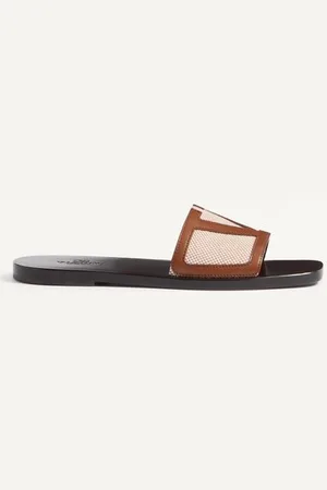VALENTINO GARAVANI VIVA SUPERSTAR SLIDE SANDAL IN CANVAS FABRIC AND NAPPA LEATHER Man 39