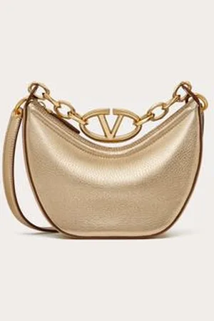 VALENTINO GARAVANI MINI VLOGO MOON HOBO BAG IN METALLIC CALFSKIN WITH CHAIN Woman UNI