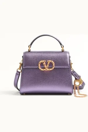 VALENTINO GARAVANI GARAVANI VSLING MINI HANDBAG IN LAMINATED GRAINY CALFSKIN WITH JEWEL LOGO Woman UNI