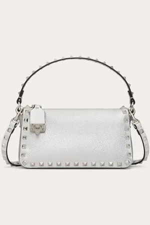 VALENTINO GARAVANI SMALL ROCKSTUD GRAINY METALLIC CALFSKIN CROSSBODY BAG Woman UNI