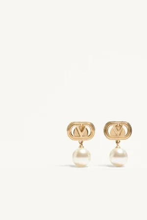 VALENTINO GARAVANI OVALETTE METAL EARRINGS WITH SWAROVSKI?? PEARLS Woman UNI