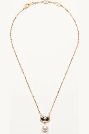 VALENTINO GARAVANI GARAVANI OVALETTE METAL NECKLACE WITH ENAMEL, CRYSTAL AND SWAROVSKI?? PEARL Man UNI