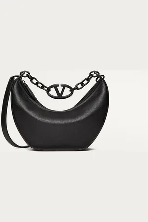 VALENTINO GARAVANI VLOGO MOON SMALL HOBO BAG IN GRAINY CALFSKIN WITH CHAIN Woman UNI