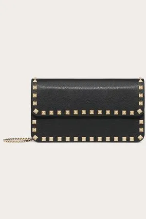 VALENTINO GARAVANI ROCKSTUD GRAINY CALFSKIN CHAIN POUCH Woman UNI