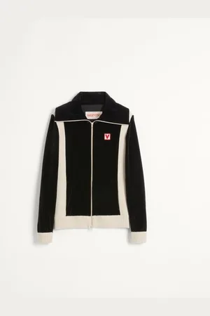 VALENTINO CHEZ HIGH-NECK CHENILLE SWEATSHIRT WITH ZIP AND PATCH Man L